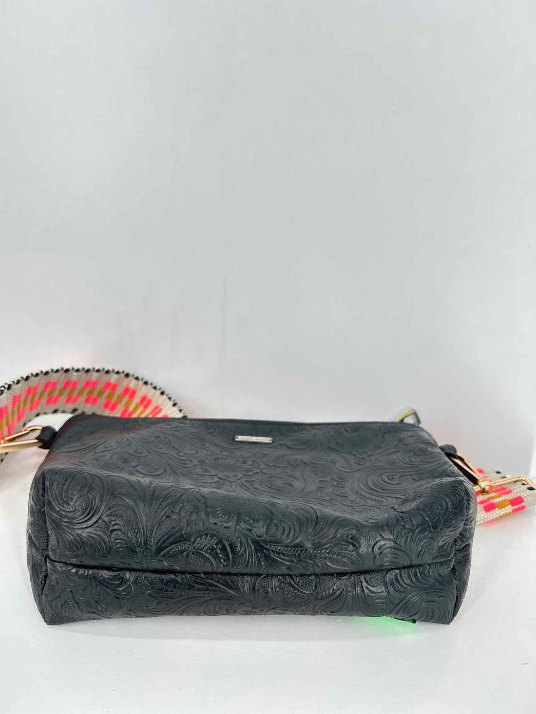 Handmade Black Faux Leather Pre Owned Crossbody