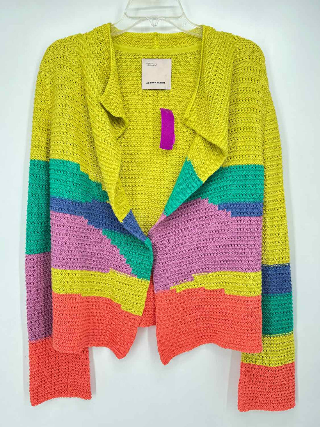 Aldo Martins Size S Yellow Multi Cotton Blend Cardigan