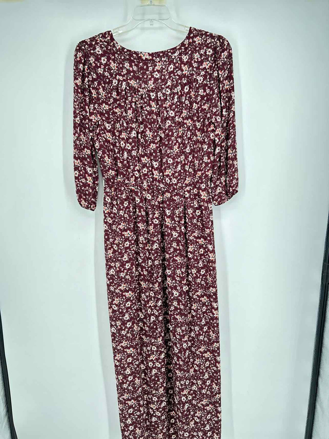 Society Girl Size L Burgandy Floral Long Sleeve Maxi