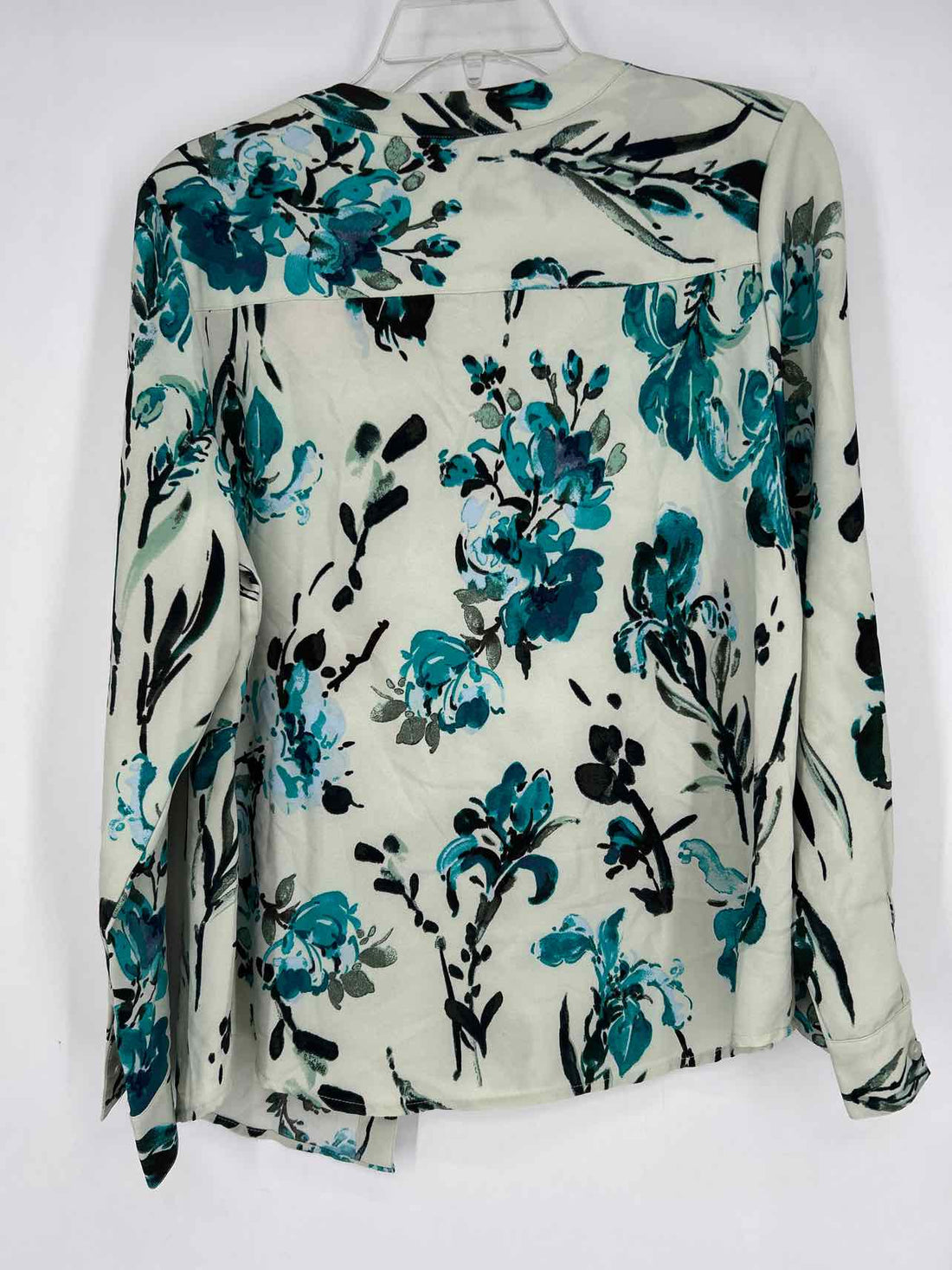 Denim & Co Size S Light Green Print Long Sleeve