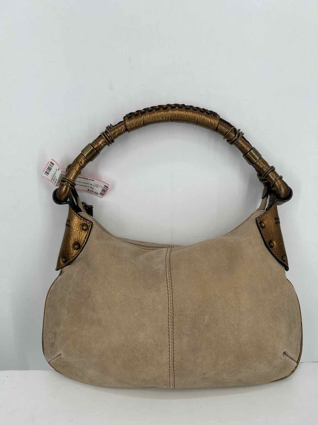 Donald Pliner Tan Shimmer Suede Shoulder