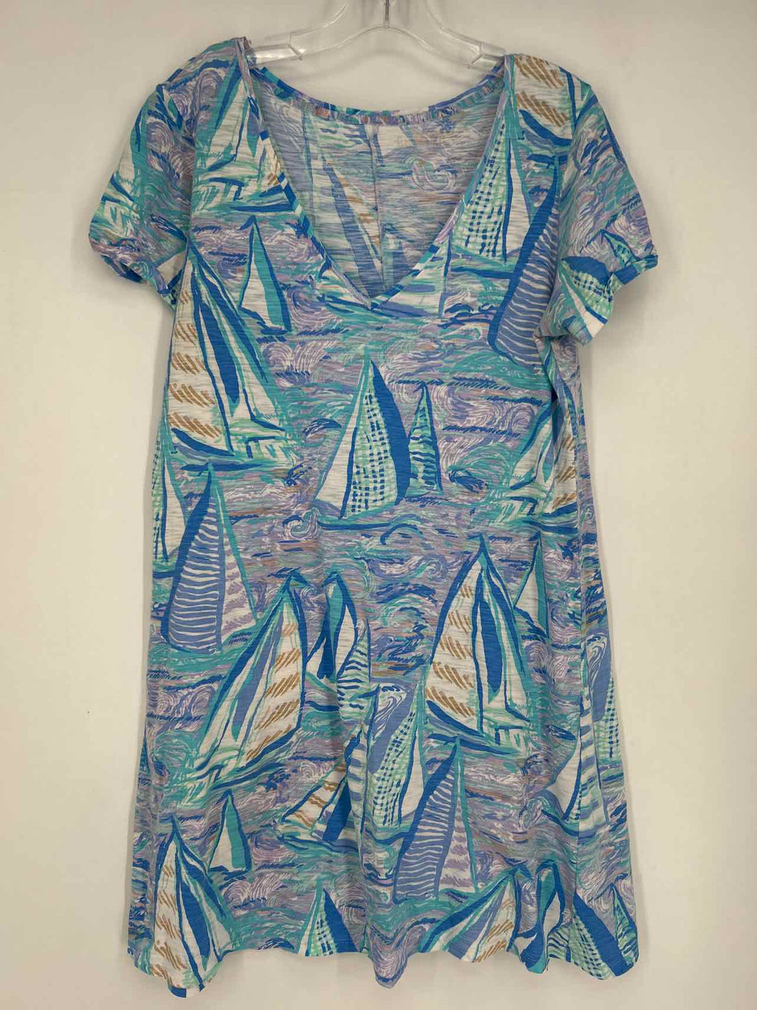 Lilly Pulitzer L Blue & Purple Print Short Sleeve Lilly Pulitzer Dress