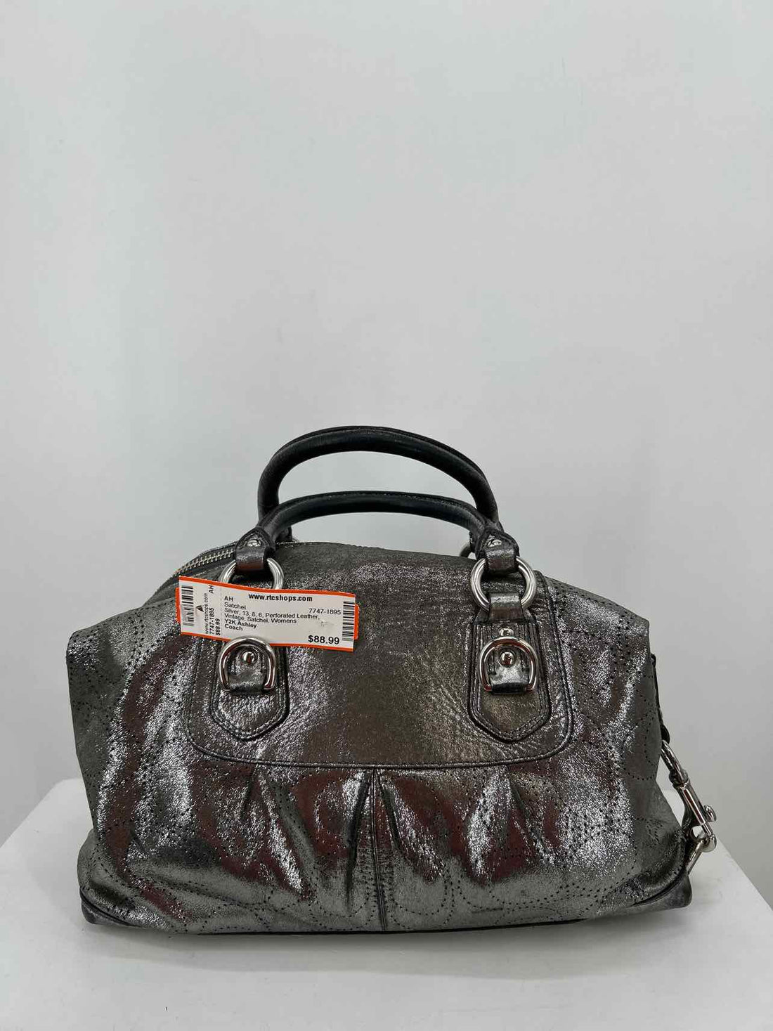 Coach Silver Perforated Leather Vintage Y2K Ashley Satchel