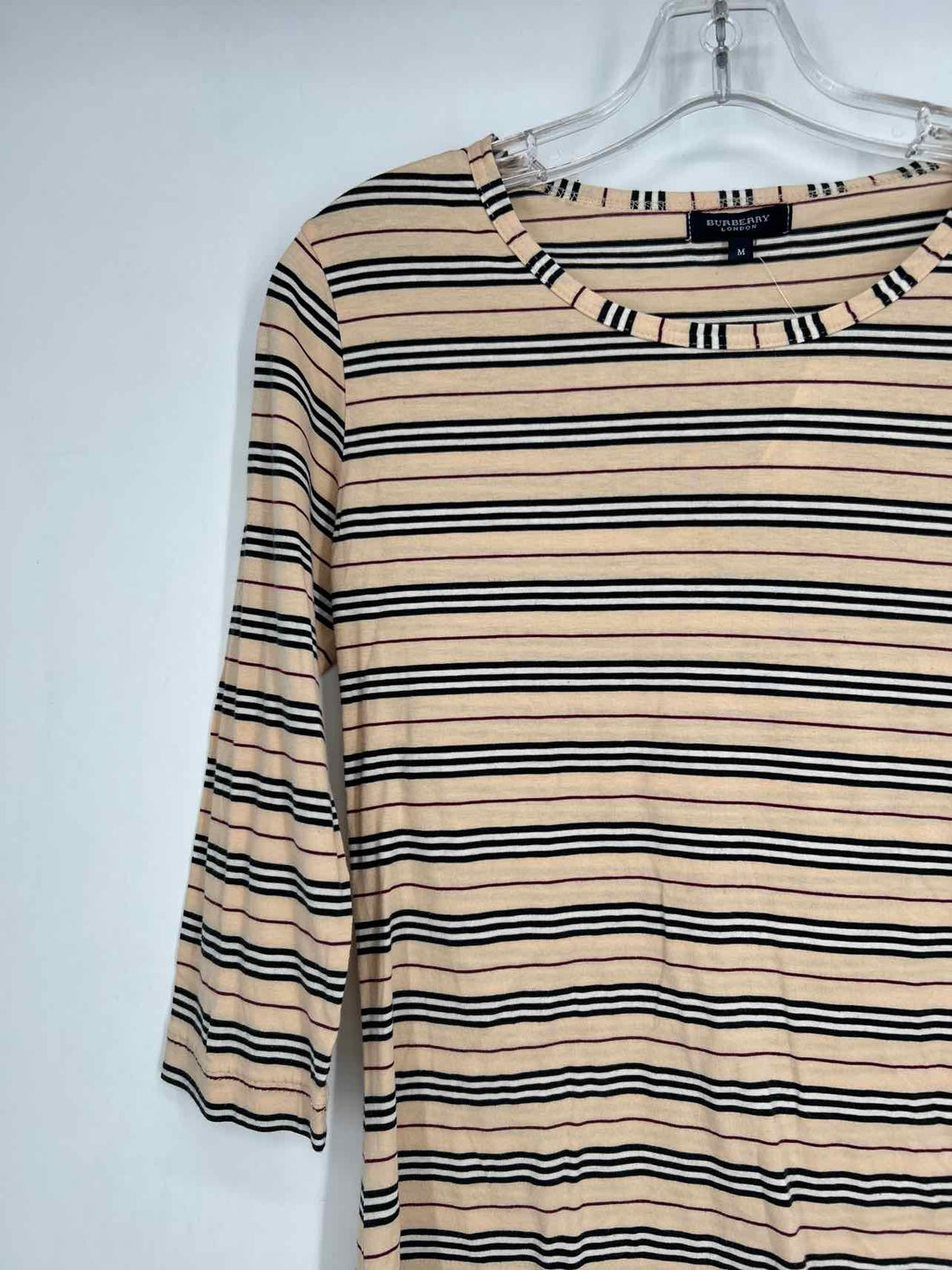 Burberry London Size M Beige Striped Long Sleeve