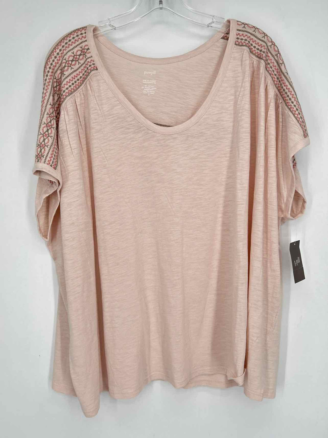 Pure Jill Size 3X Light Pink Embroidered NWT Top/Blouse