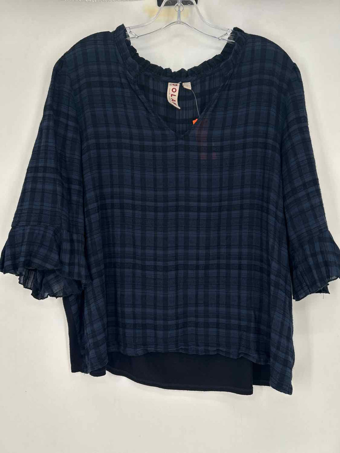 Dolan Size XL Navy & Black Plaid Short Sleeve