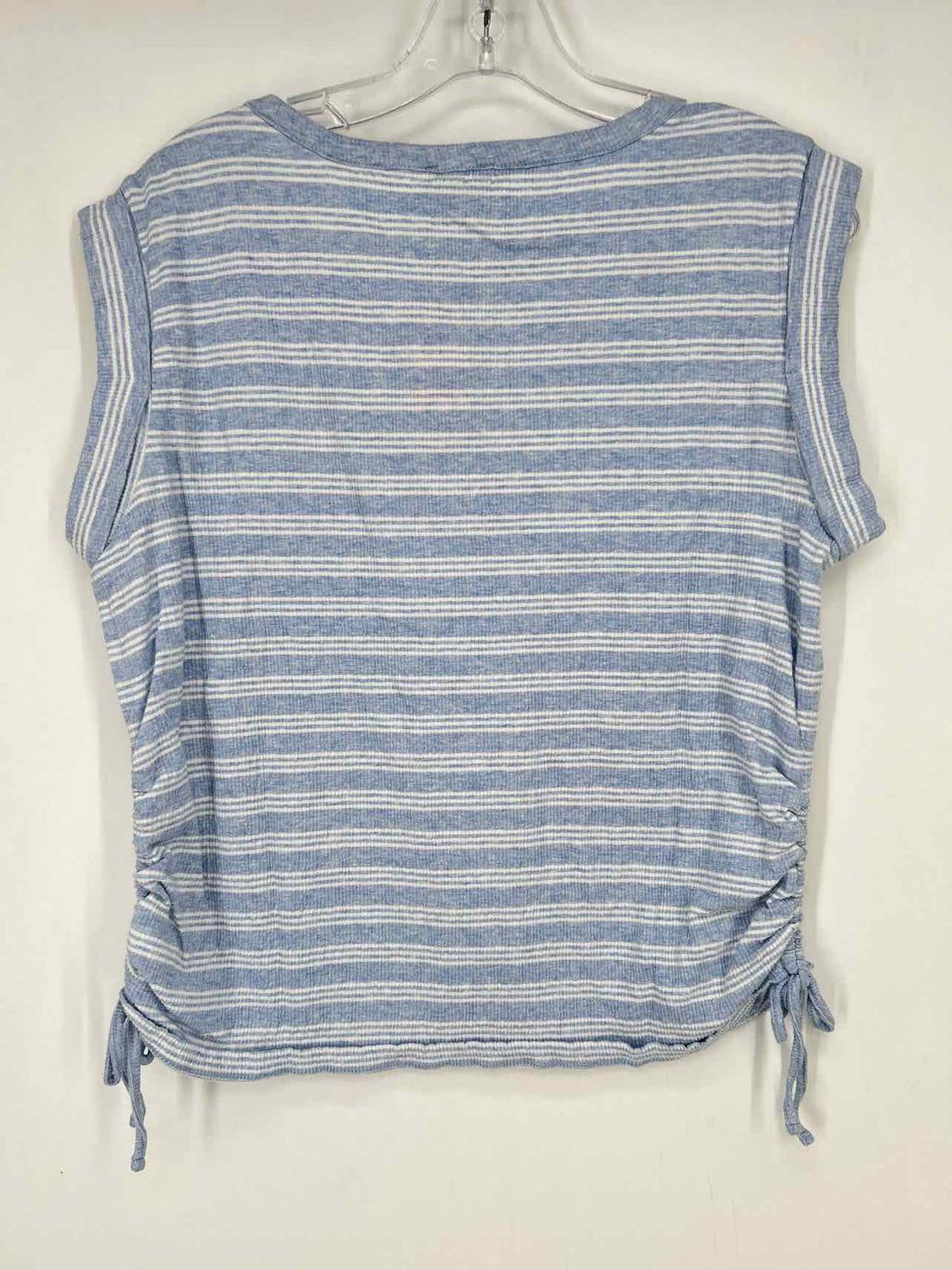 Talbots Size MP Light Blue & White Striped Short Sleeve