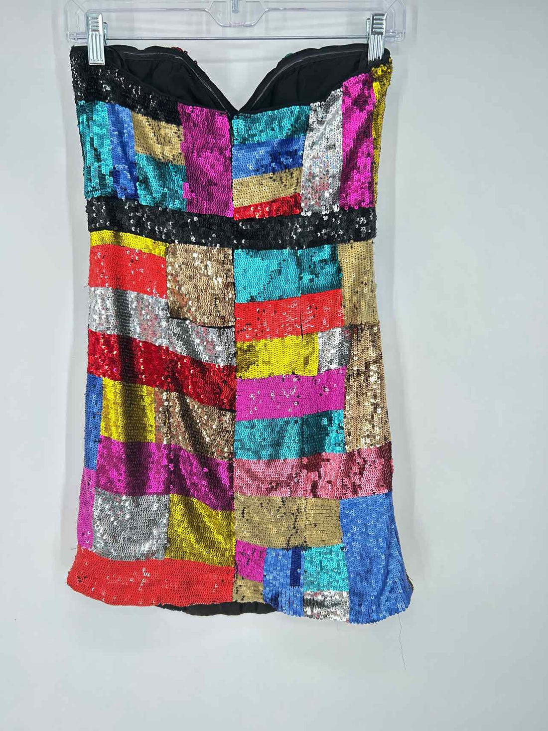 X by NBD Size M Multi Color Sequined Strapless Dress