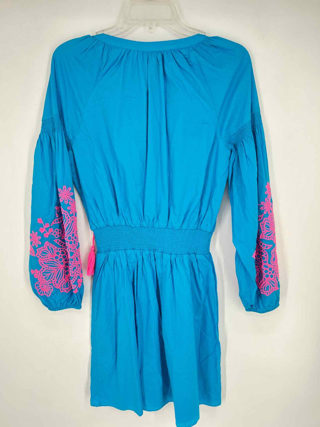 Lilly Pulitzer S Blue & Pink Embroidered Long Sleeve Lilly Pulitzer Dress