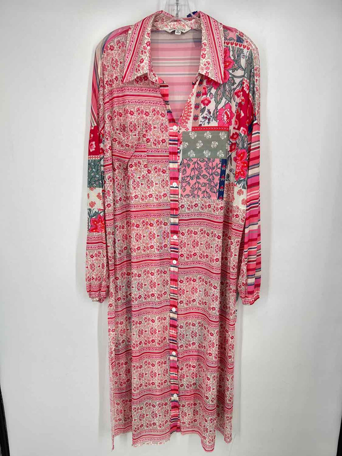 Davi & Dani Size M Pink Floral Mesh Long Sleeve Dress