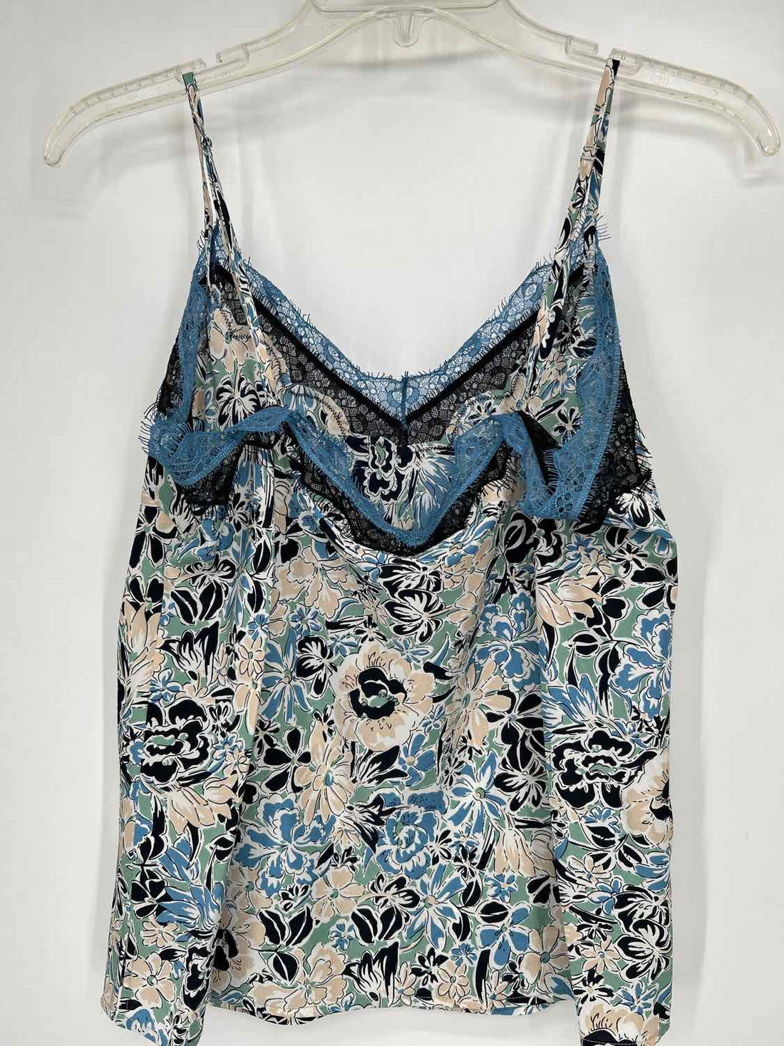 Veronica Beard Size 6 Black & Green Floral Tank Top