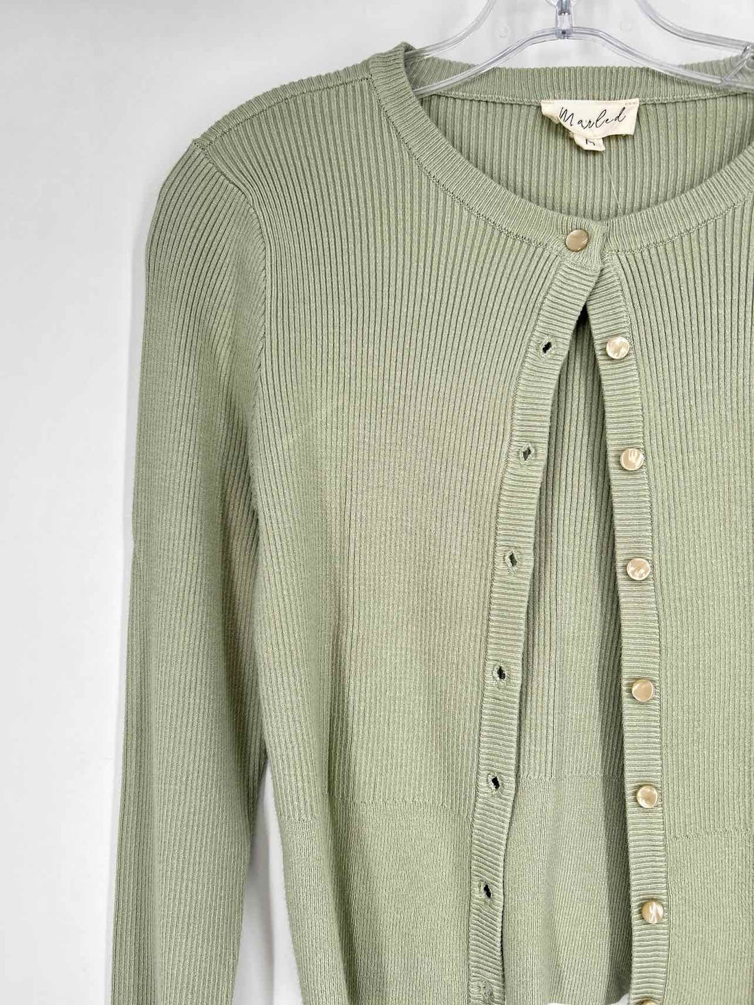 Marled Size M Light Green Cardigan
