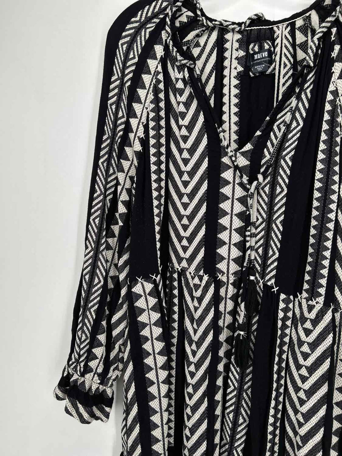 Maeve Size M Black & White Print Dress