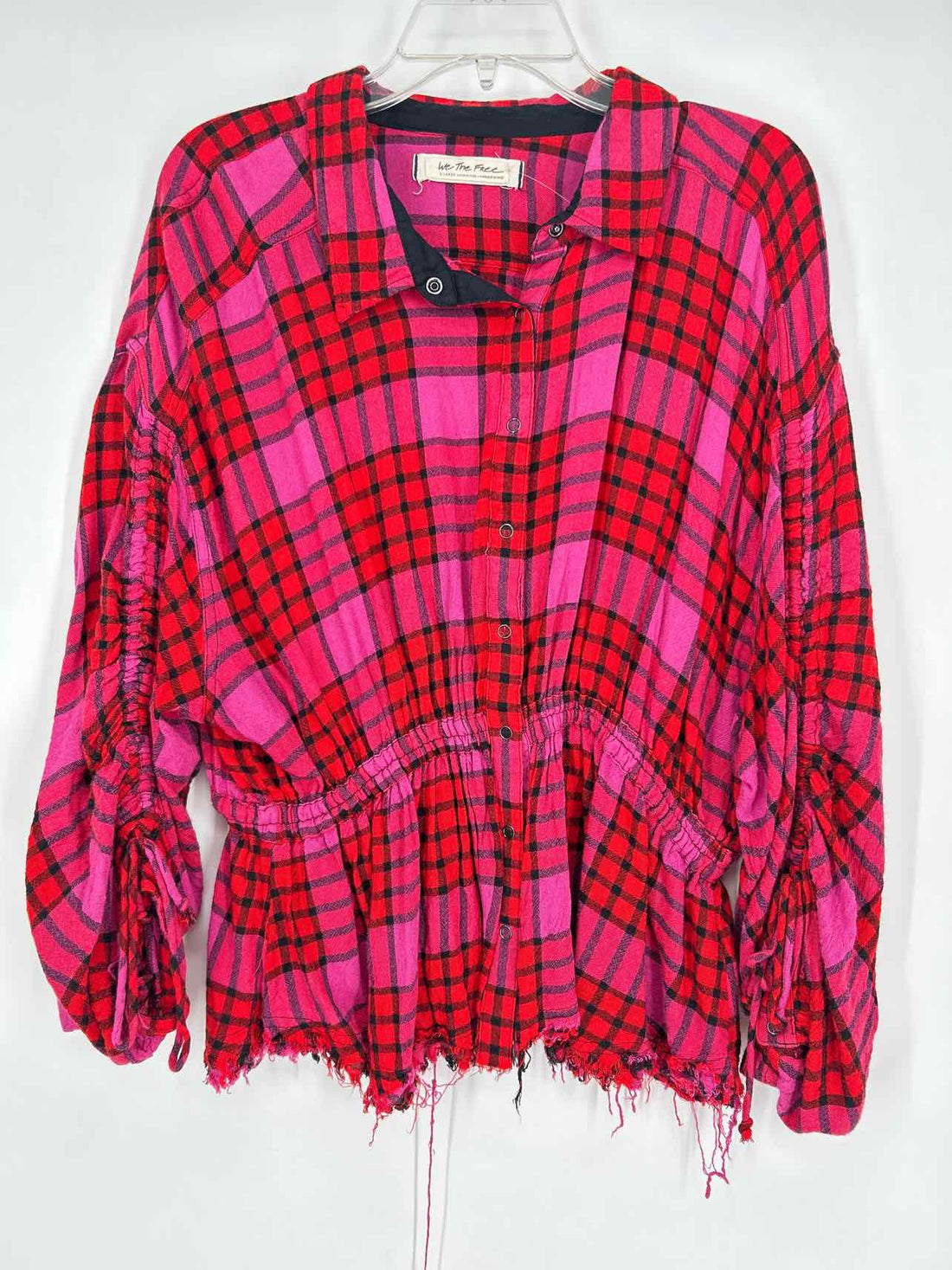 We The Free Size XL Pink & Red Plaid Long Sleeve