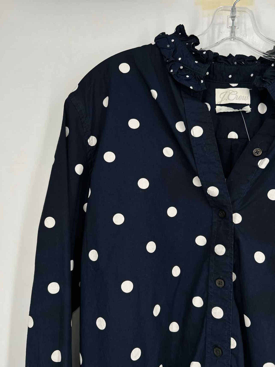 J Crew Size 8 Navy Polkadot Long Sleeve