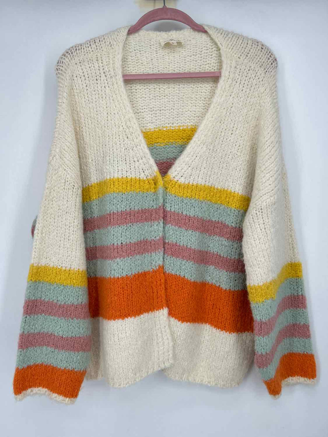 Urban Daizy Size S White Multi Color Striped Cardigan