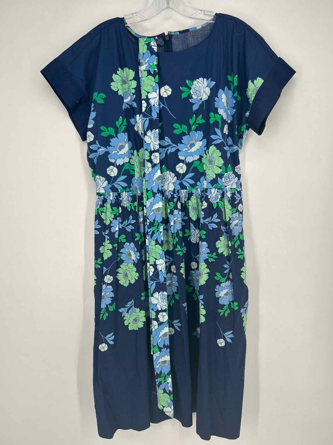 Talbots Size 10P Navy Floral Short Sleeve Dress