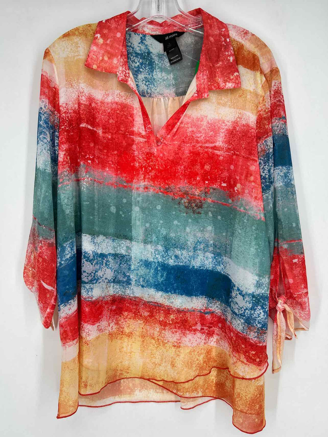 Ali miles Size L Orange & Teal Long Sleeve