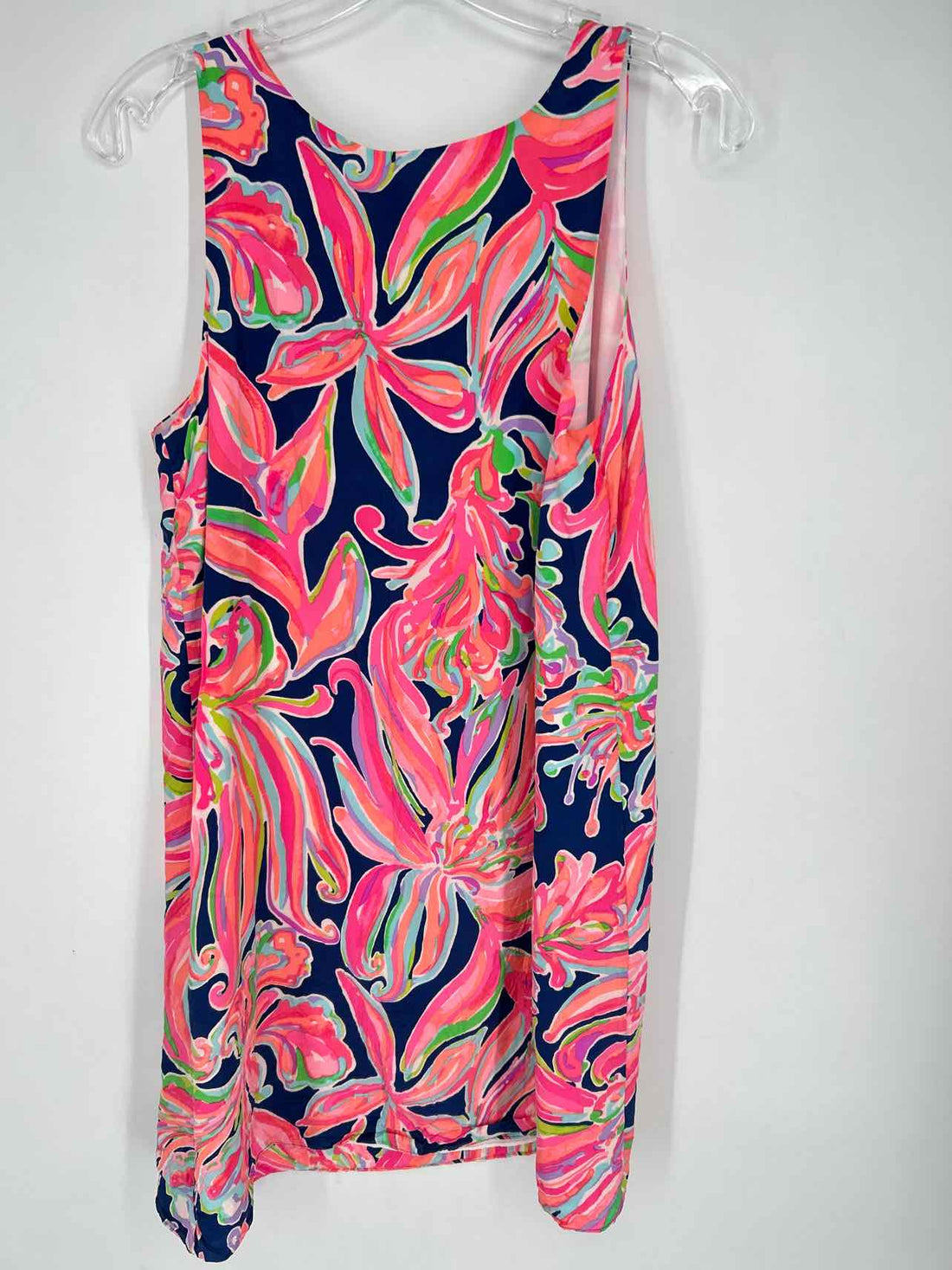 Lilly Pulitzer S Navy & Pink Floral Silk Sleeveless Lilly Pulitzer Dress