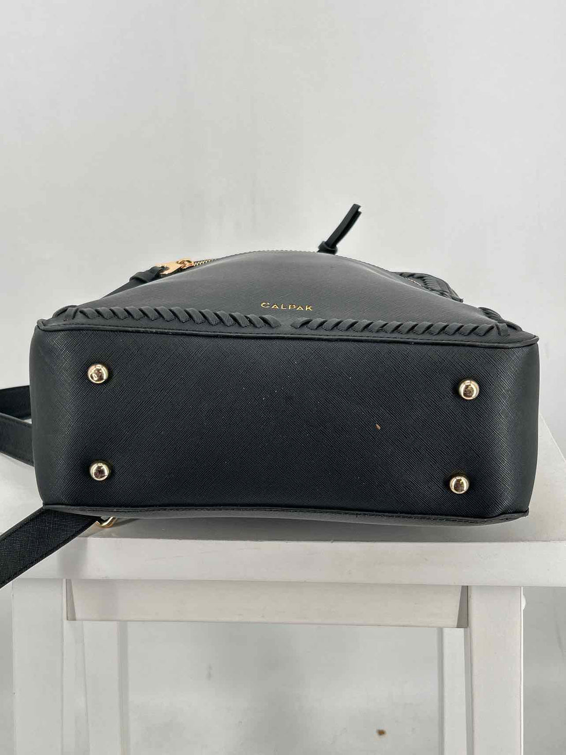 Calpak Black Saffiano Leather Pre Owned Backpack
