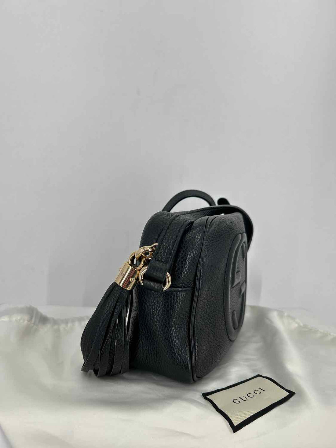 Gucci Soho Disco Black Pebbled Leather Pre Owned LUXURY