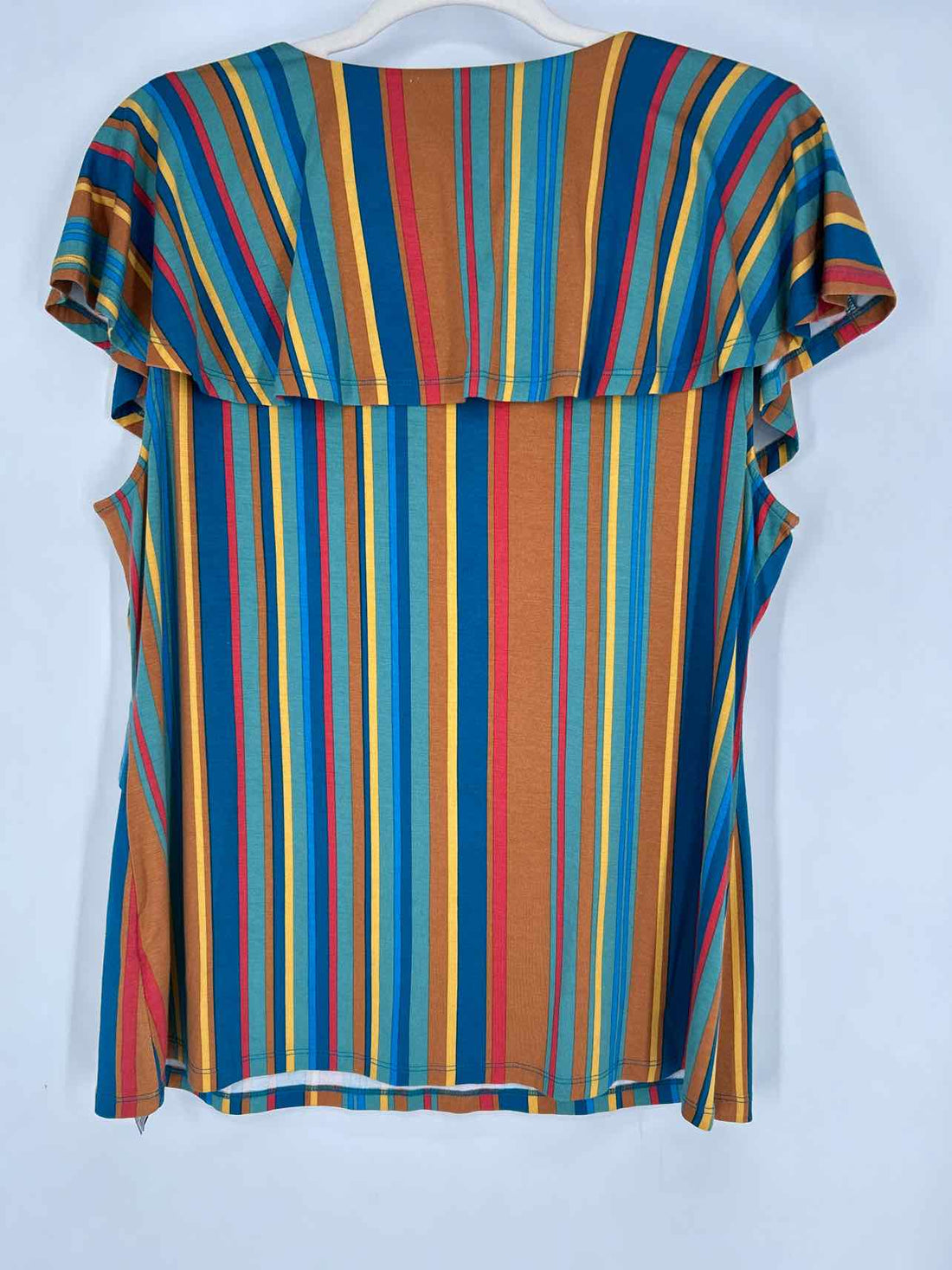 Soft Surroundings Size L Green Multi Color Striped Short Sleeve