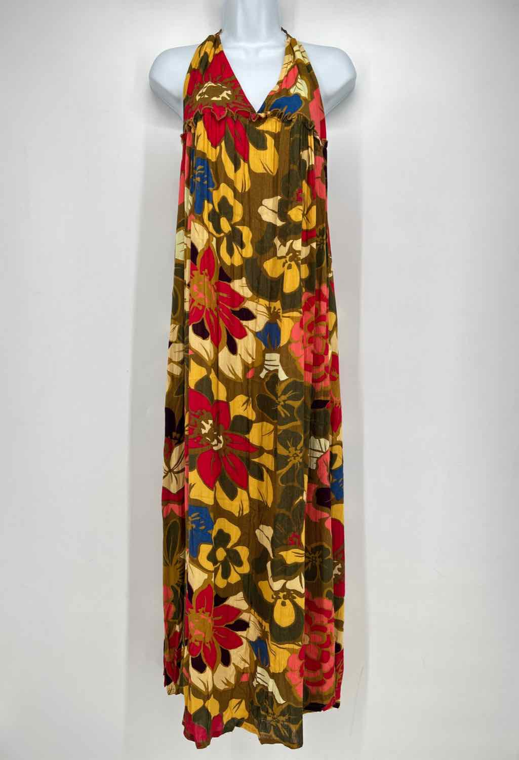 Oneil Size L Olive Floral Maxi