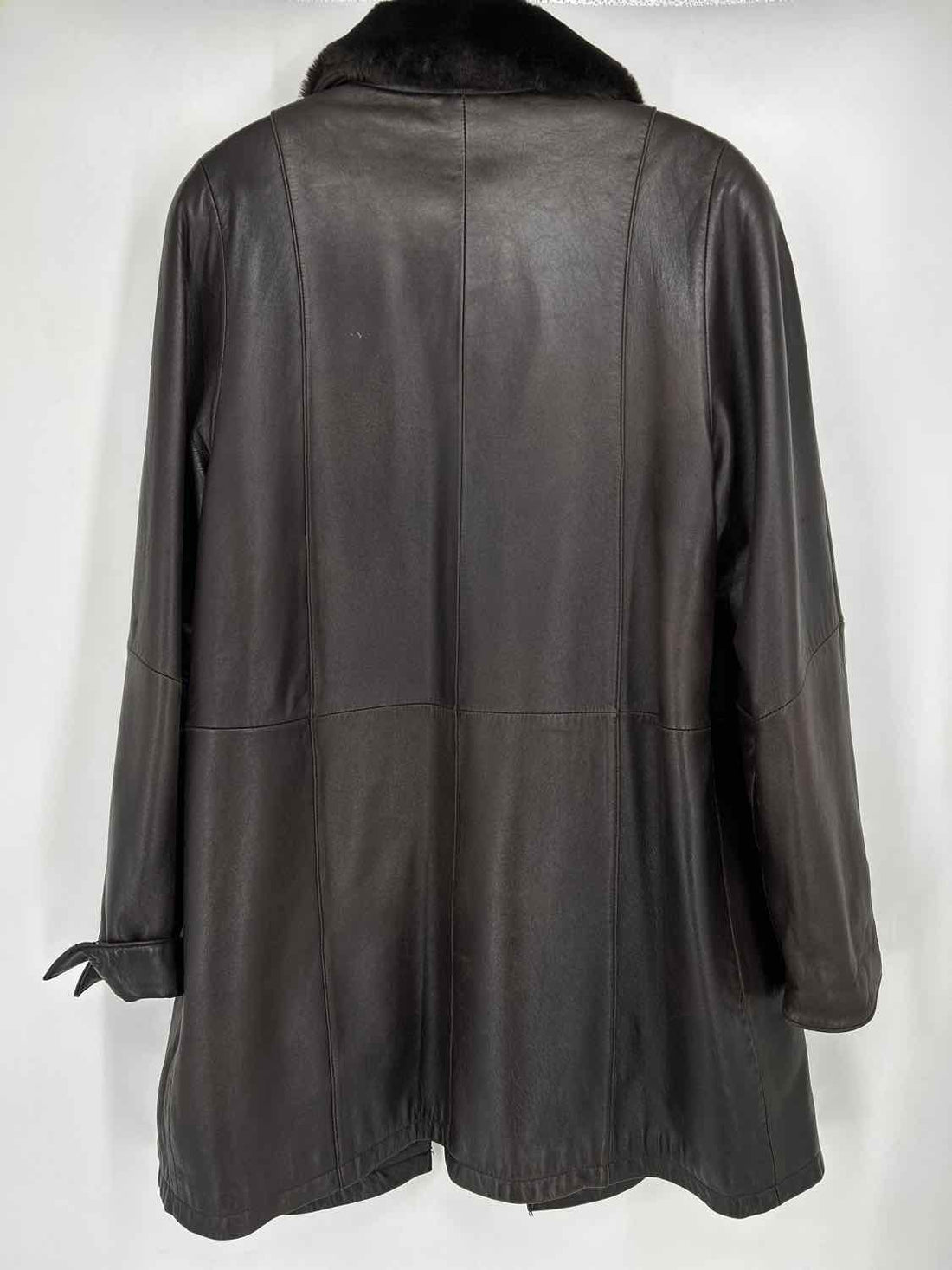 Talbots Size L Brown Genuine Leather Coat