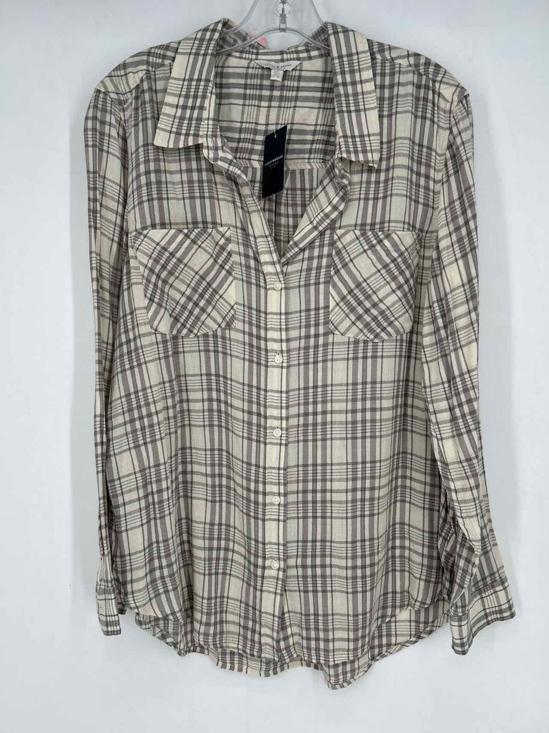 Lucky Brand Size L Beige Striped NWT Long Sleeve