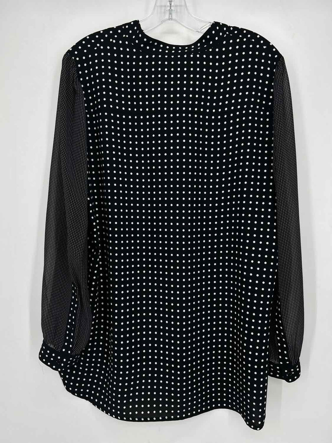Anne Klein Size L Black & White Polkadot Long Sleeve