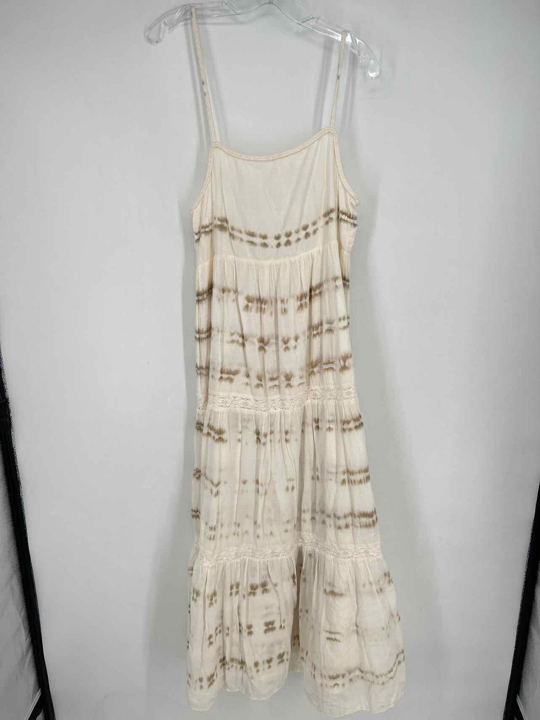 Aerie Size L White & Taupe Sleeveless Maxi
