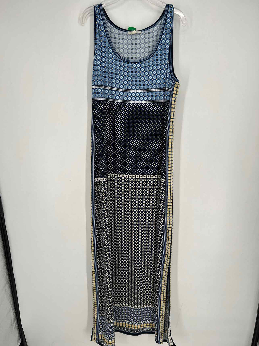 Max Studio Size L Navy Print Sleeveless Dress
