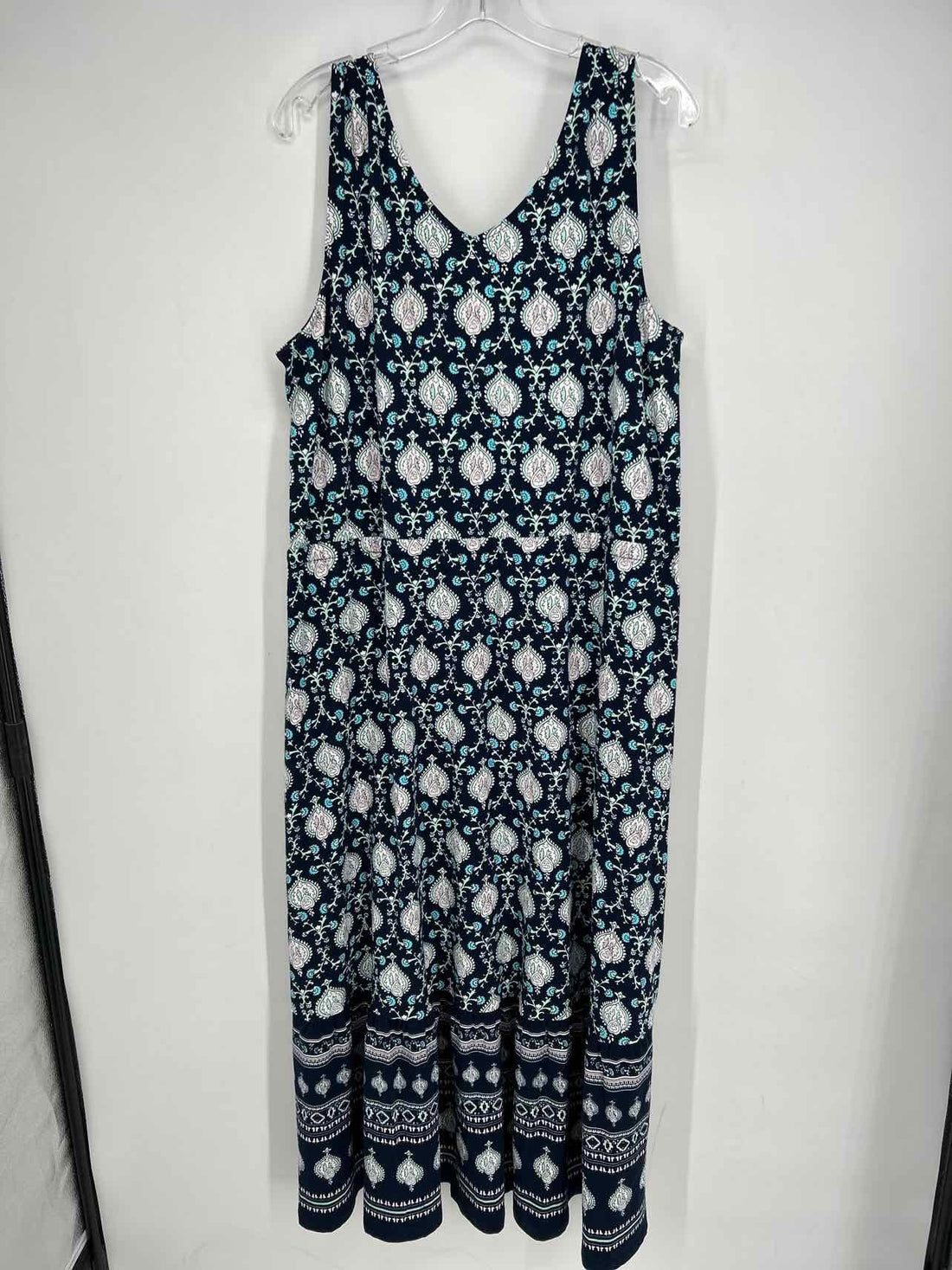 Talbots Size 1X Navy Print Sleeveless Dress