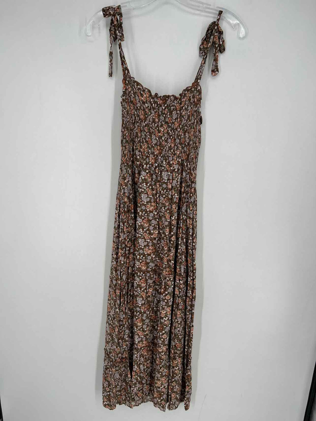 Elloh Size L Brown Floral Sleeveless Dress