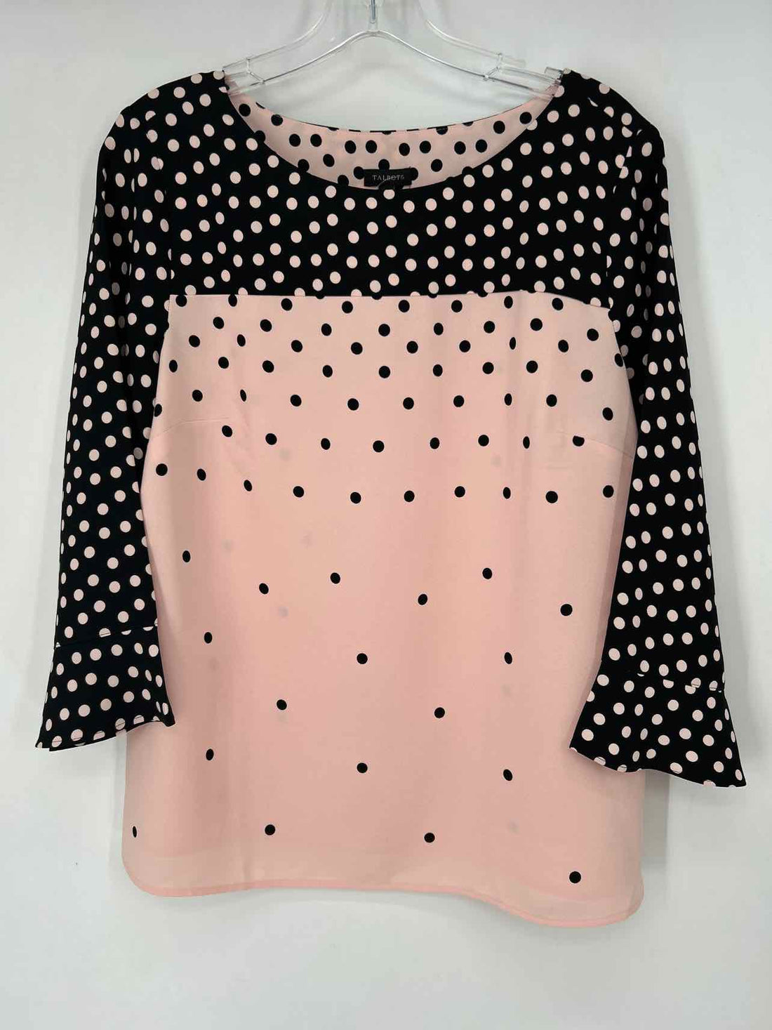 Talbots Size M Black & Pink Polkadot Long Sleeve