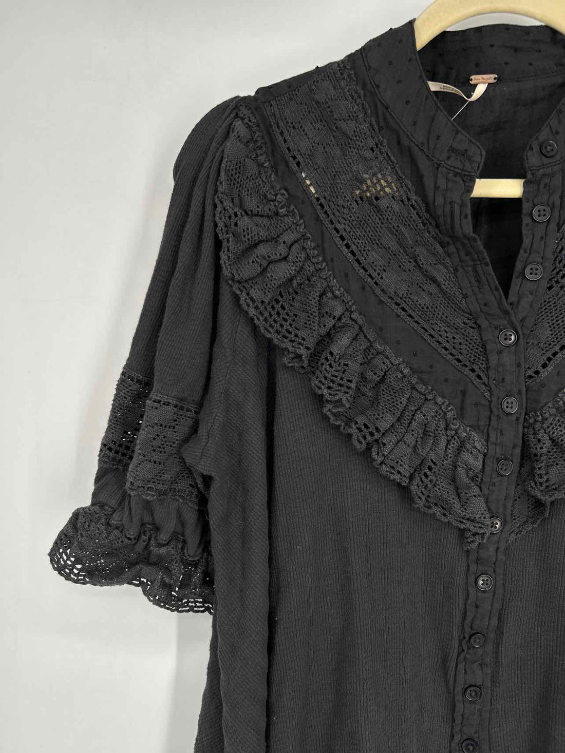 Free People Size S Black Short Sleeve