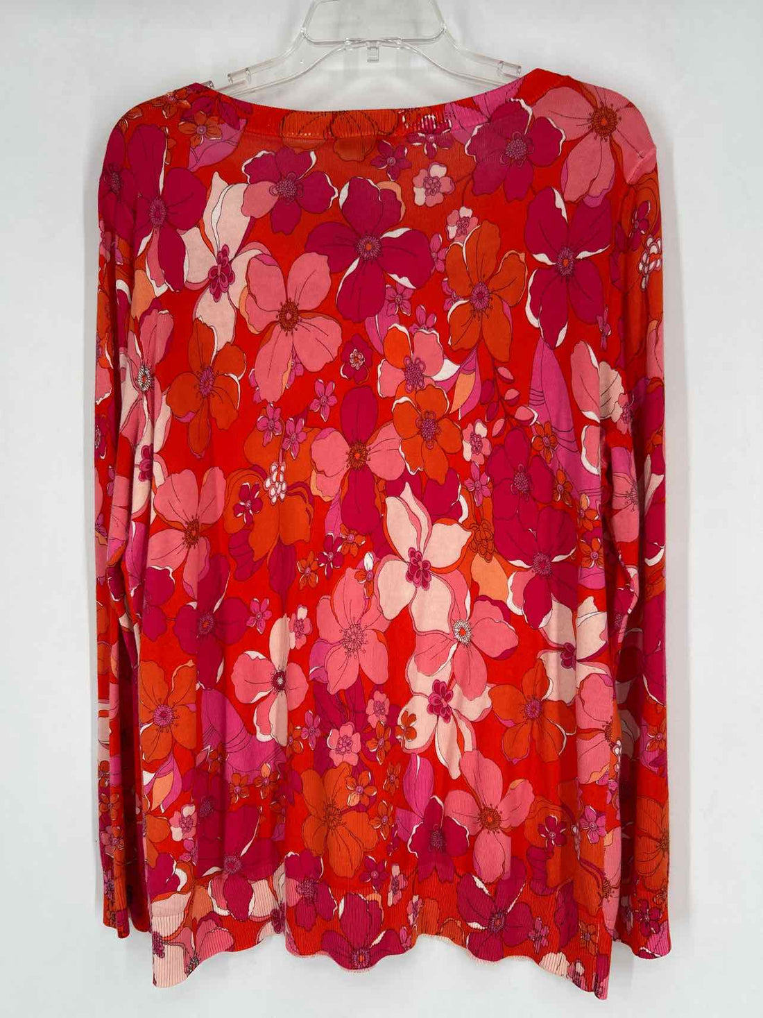 Talbots Size L Orange & Pink Floral Sweater