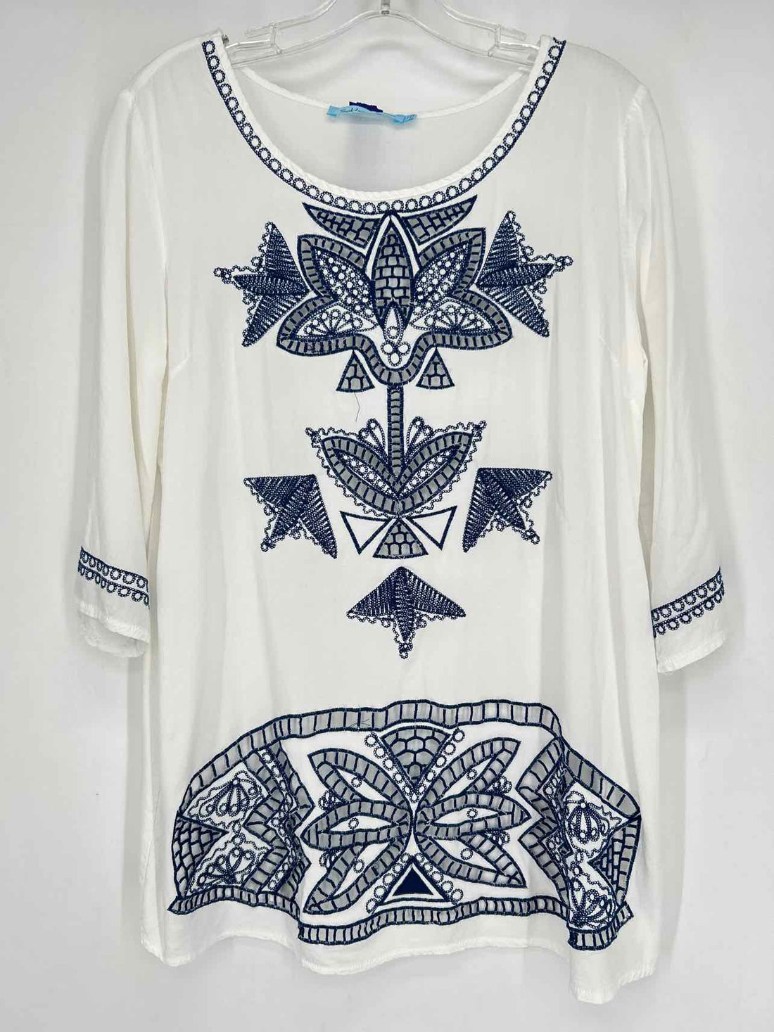Solitaire Swim Size L White & Navy Coverup