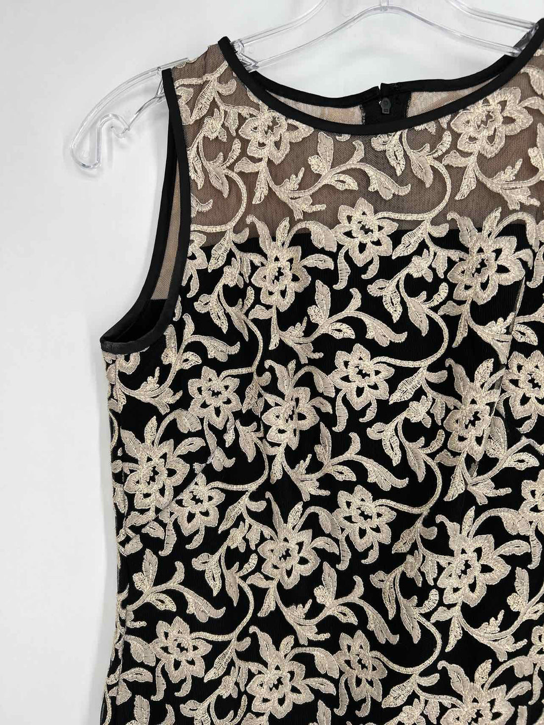 Lauren Ralph Lauren Size 0 Black & Gold Embroidered Sleeveless Dress