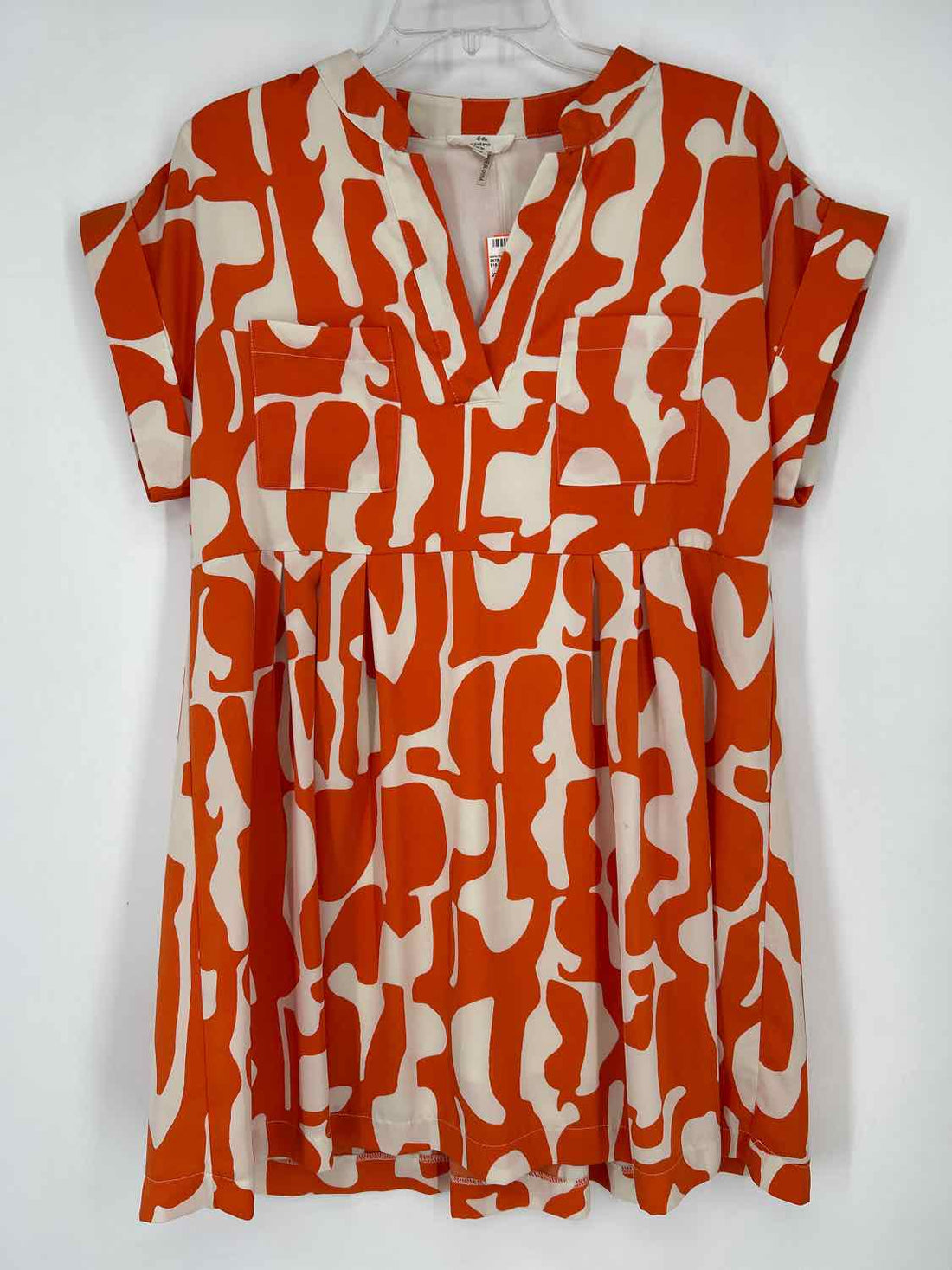 Entro Size S Orange & White Short Sleeve Dress