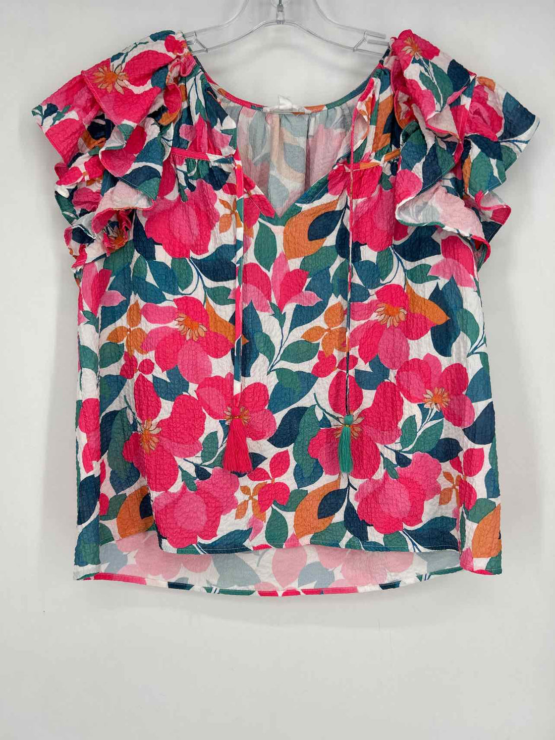 THML Size M White Floral Short Sleeve