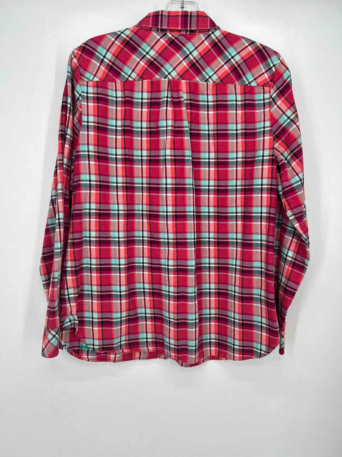 Talbots Size M Magenta Pink Plaid Long Sleeve