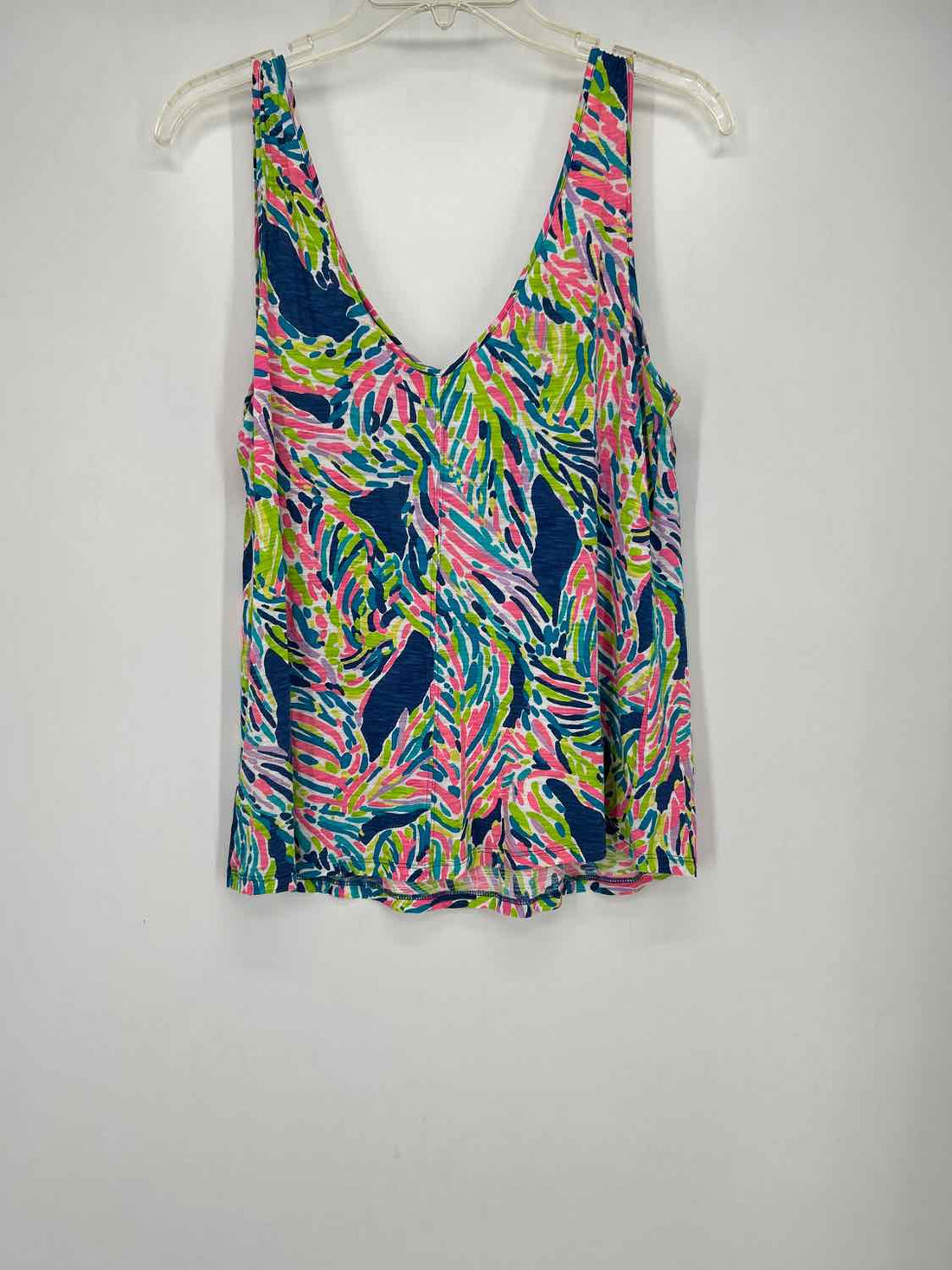 M Blue Pink Lime Green Print Lilly Pulitzer Top