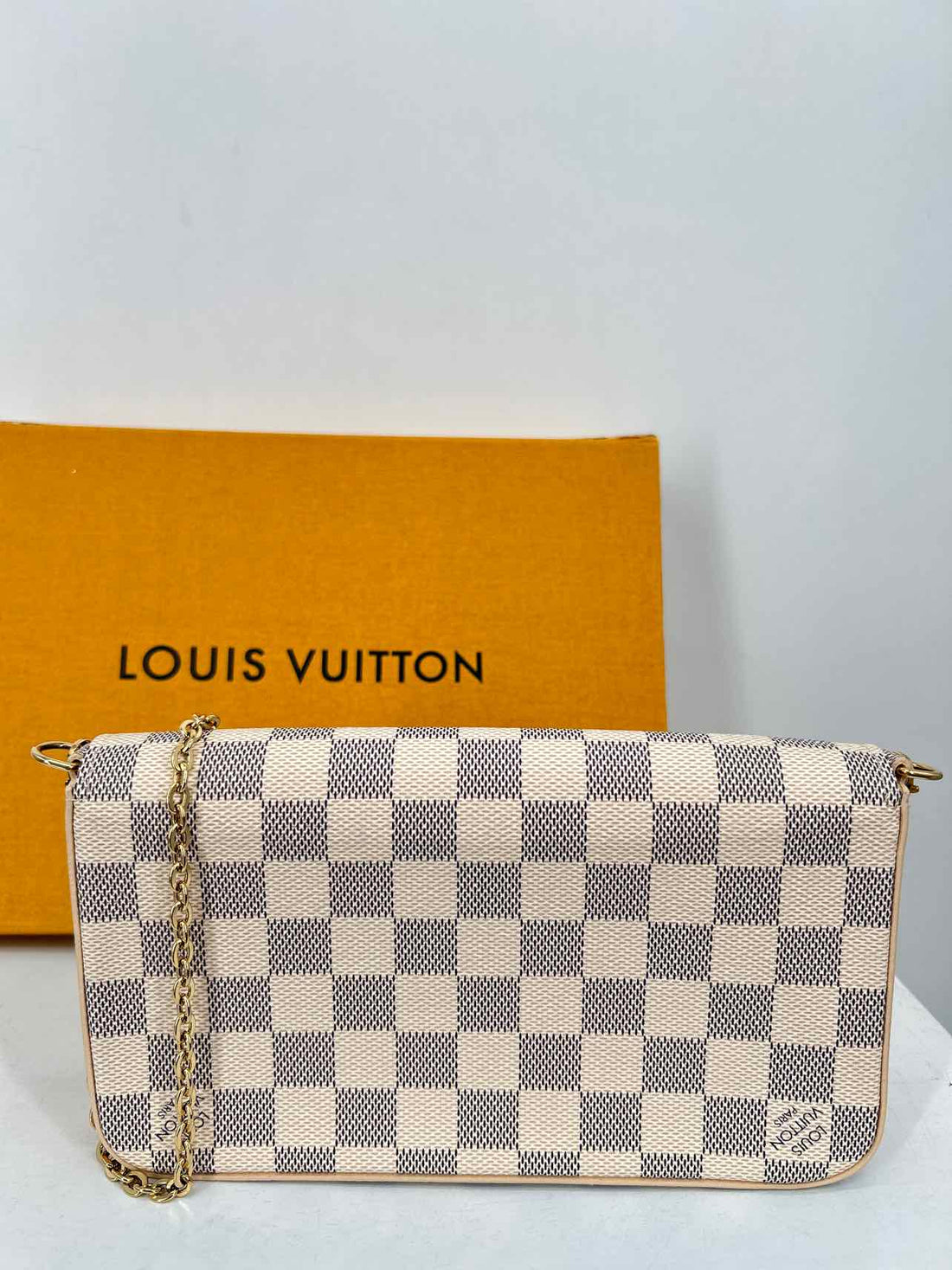 Louis Vuitton Felicie Pouchette GM Damier Azur Coated Canvas Like New LUXURY