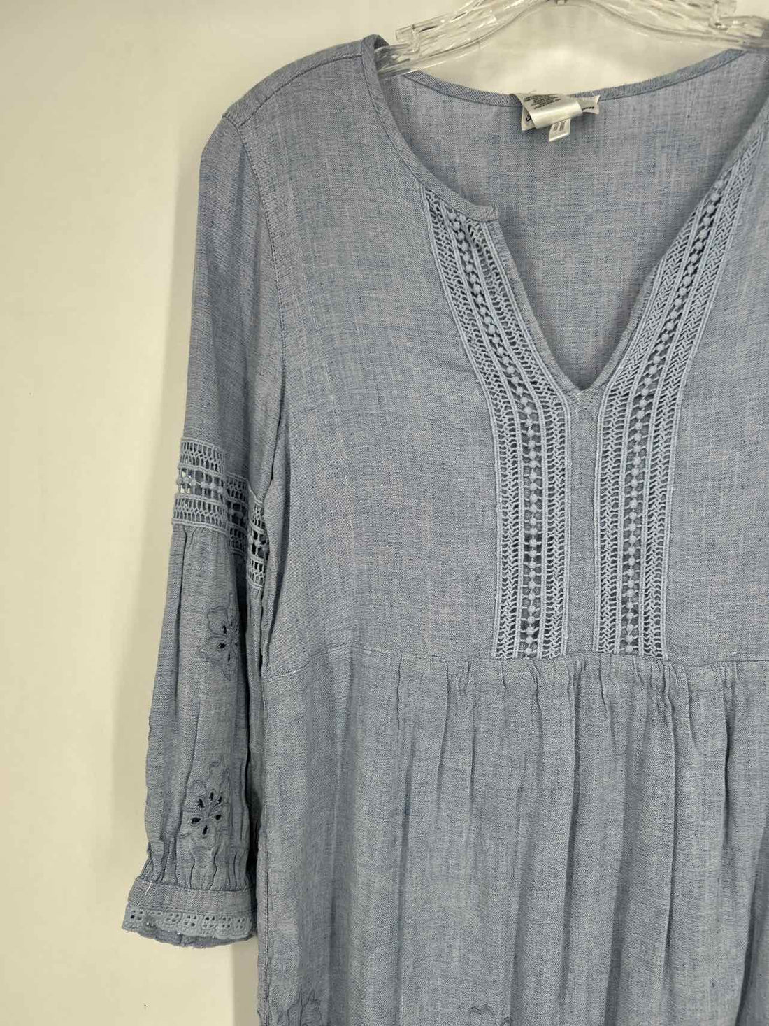Tommy Bahama Size SP Chambray Eyelet Long Sleeve Dress