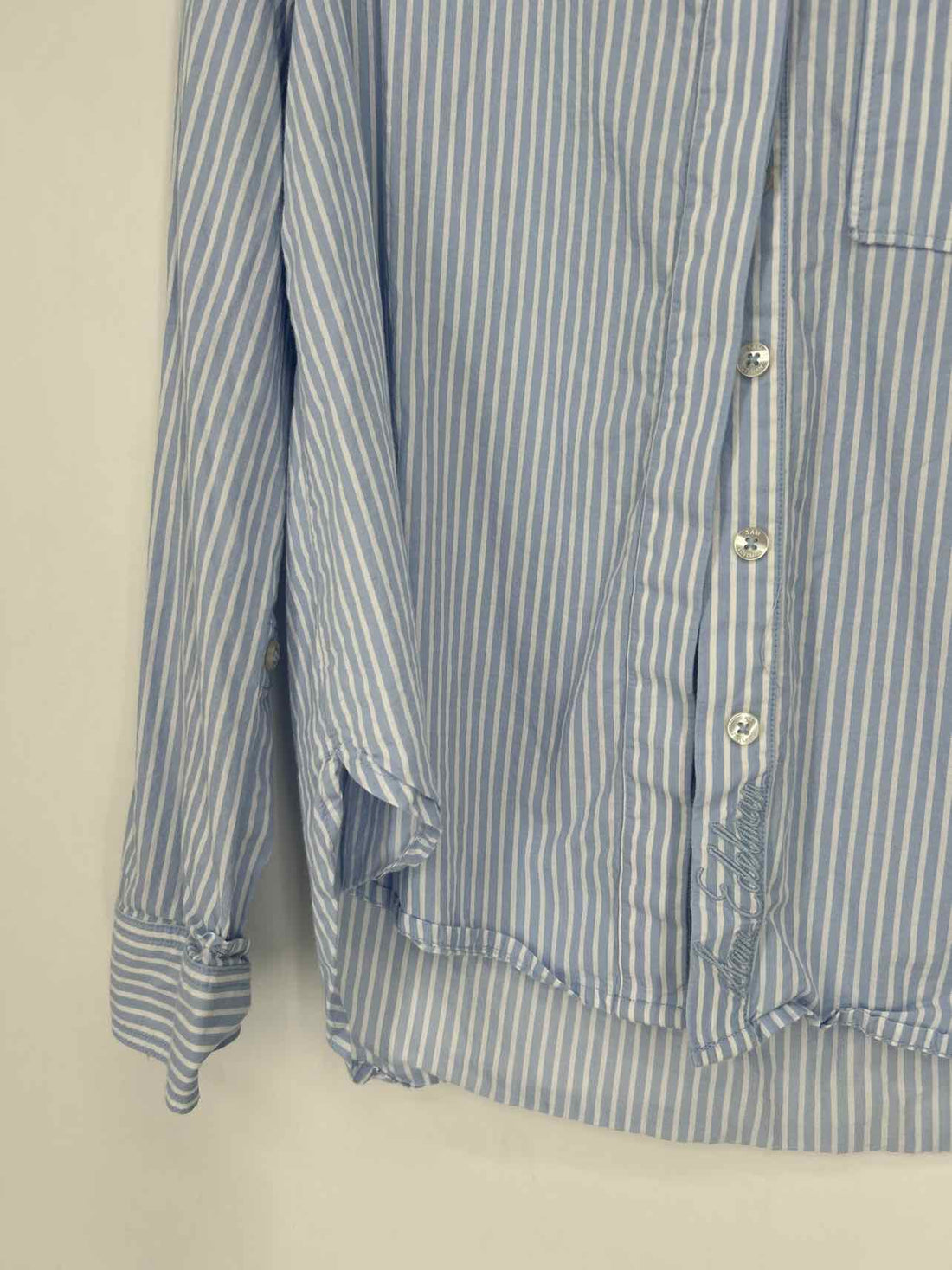 Sam Edelman Size XS Light Blue & White Striped Long Sleeve