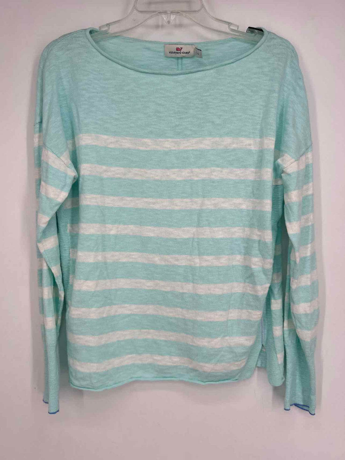Vineyard Vines Size S Light Aqua & White Striped Sweater