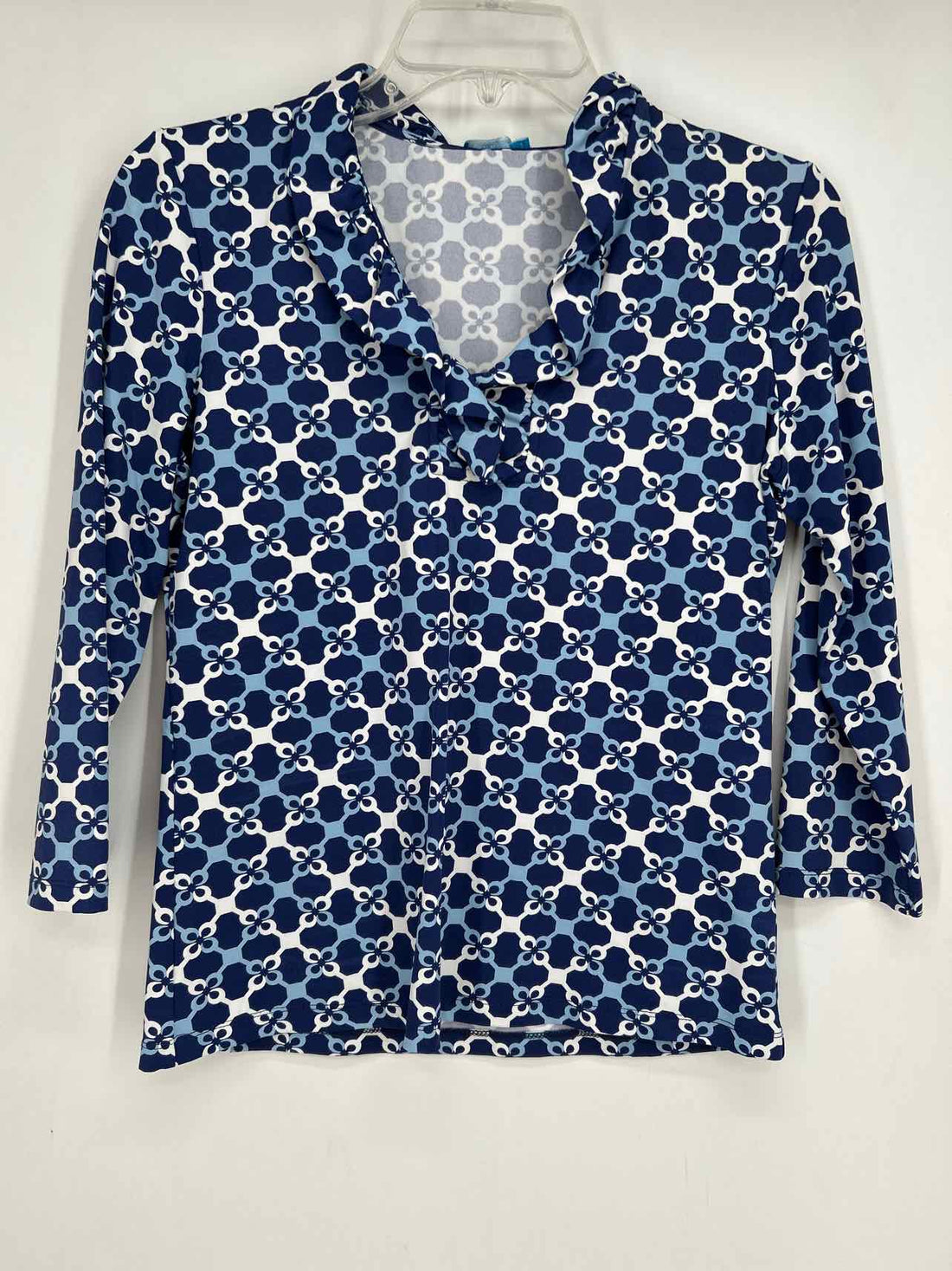 J McLaughlin Size S Navy Print Long Sleeve