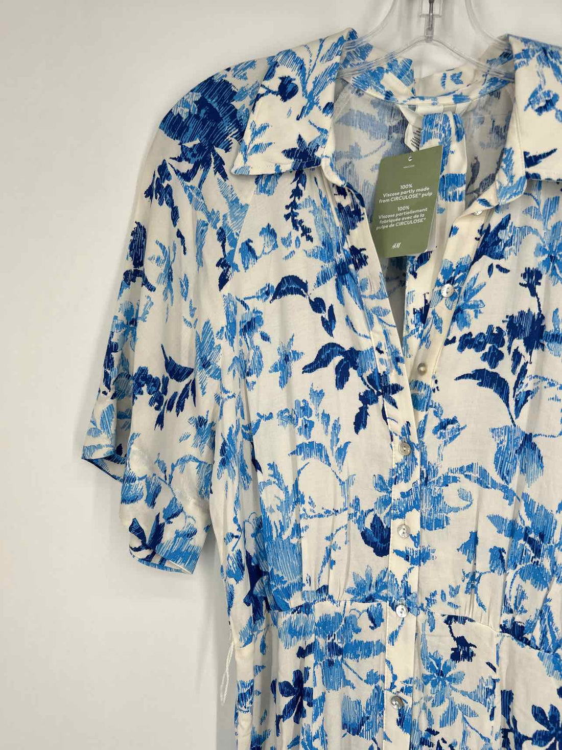 H&M Size S White & Blue Print NWT Dress