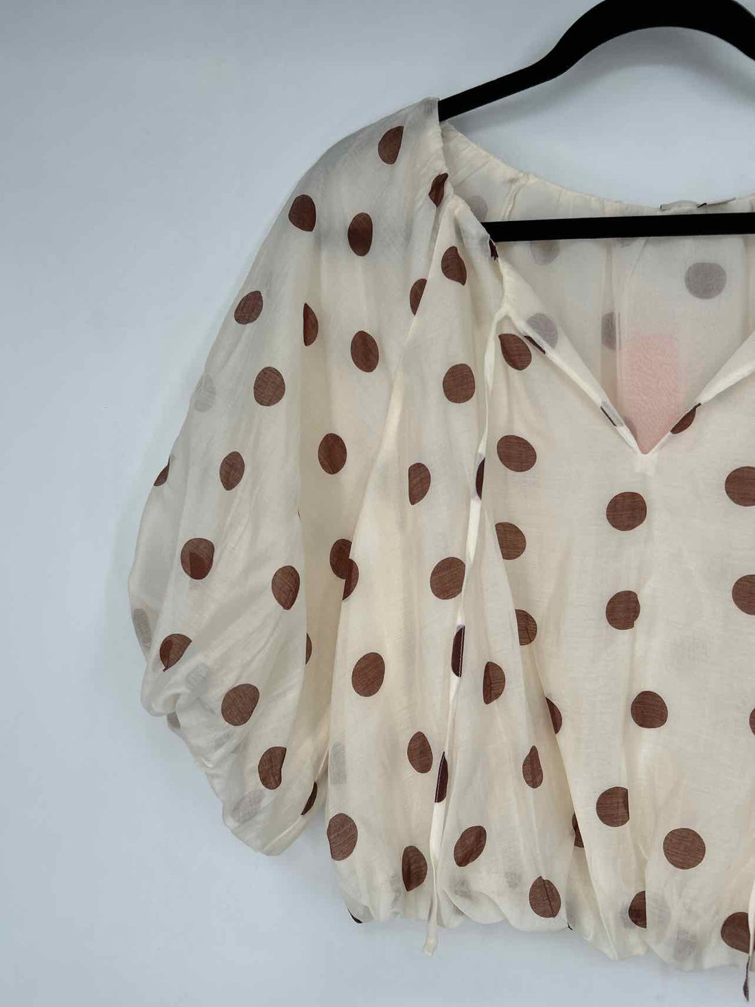 Joie Size M Cream & Brown Polkadot NWT Long Sleeve